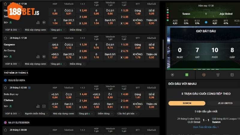 Bí quyết soi kèo Odds 188BET ăn chắc