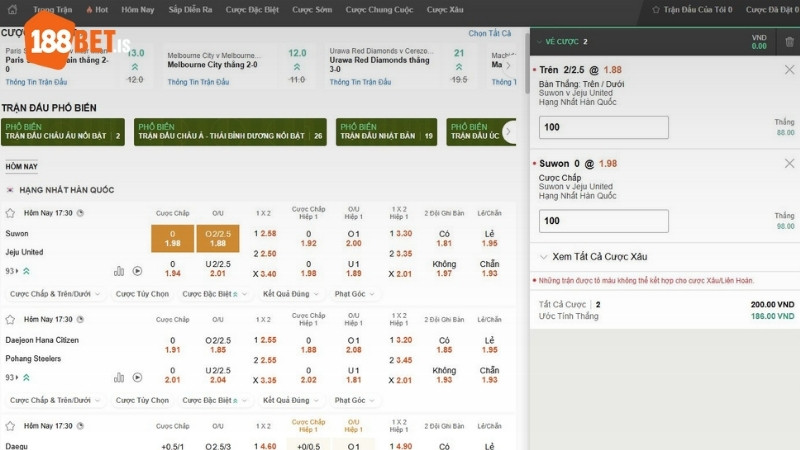 Hướng dẫn cá cược thể thao 188BET cho người mới bắt đầu