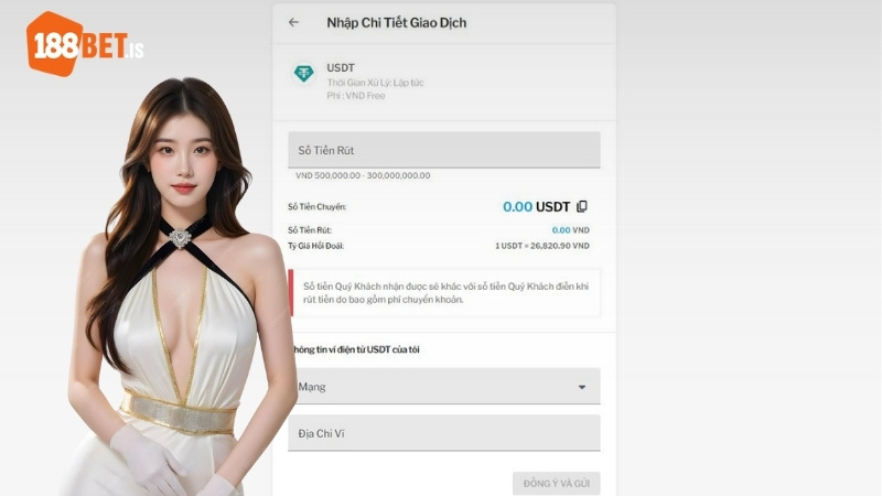 Rút tiền 188BET qua USDT
