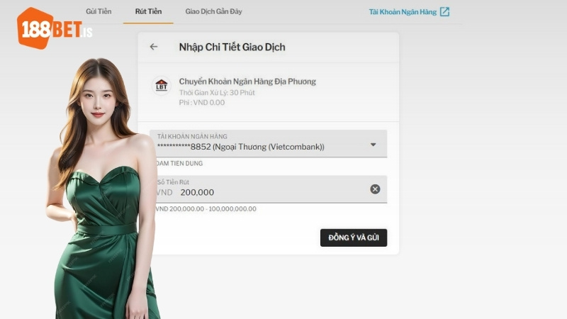 Rút tiền tại nhà cái 188BET về tài khoản ngân hàng